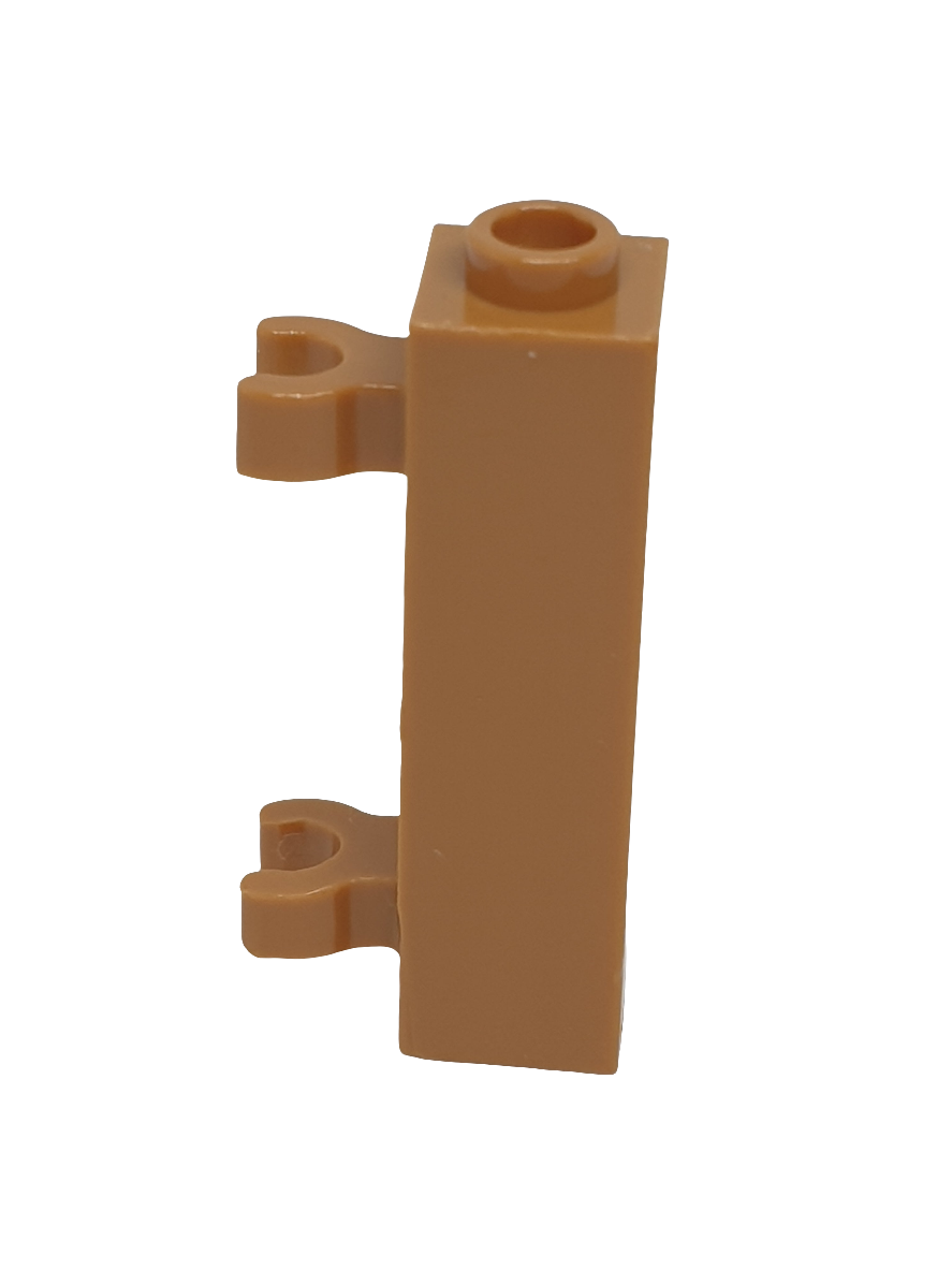 1x1x3 modifizierter Stein / Pfahl mit 2 Clips vertikal Shutter hollow stud nougat medium nougat