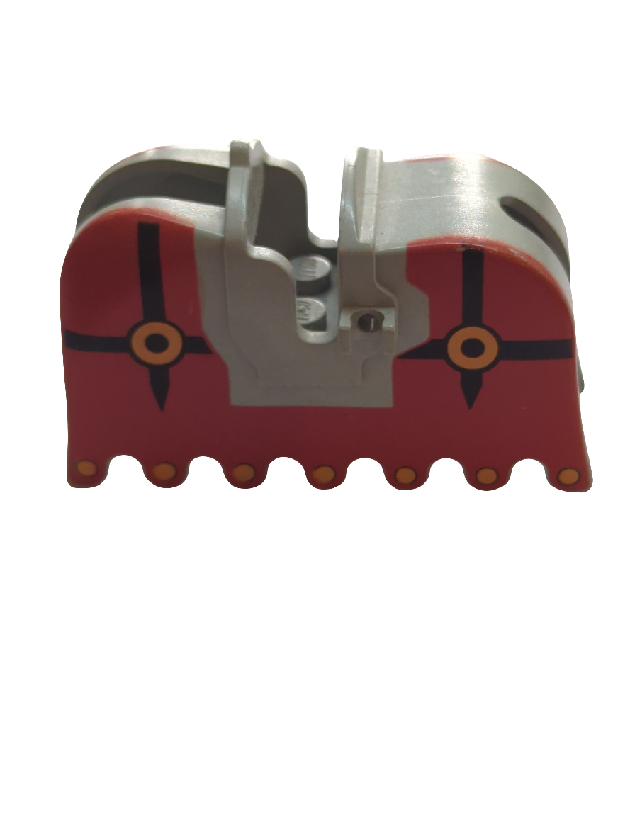 Pferde Decke / Panzer bedruckt, Rüschenrand mit Fright Knights Muster althellgrau