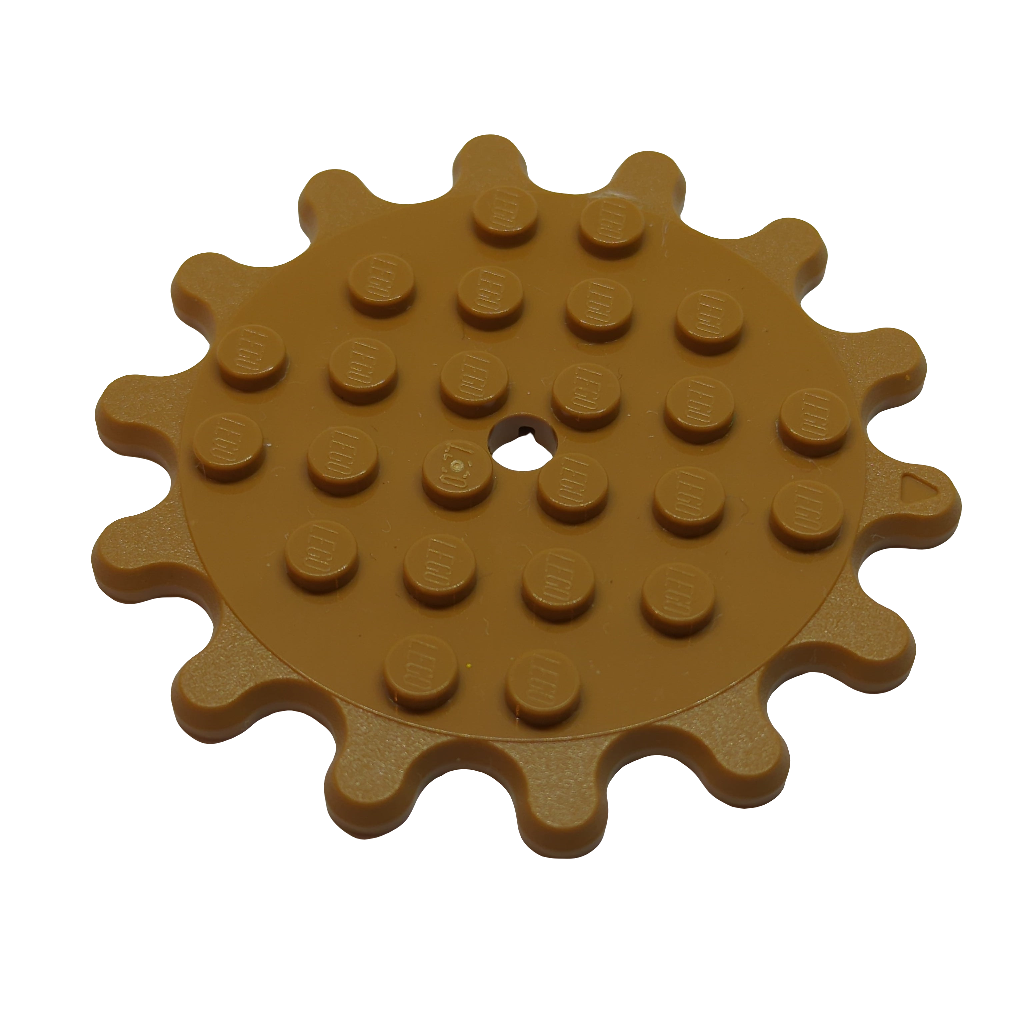 6x6 Platte modifiziert mit 14 Zahnradzähnen, Blüttenblätter nougat medium nougat