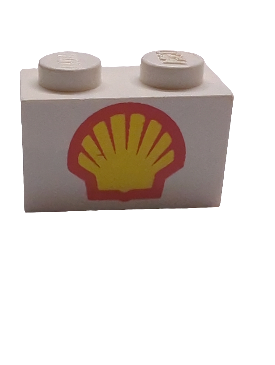 1x2 Stein bedruckt mit Shell Logo I Pattern weiß