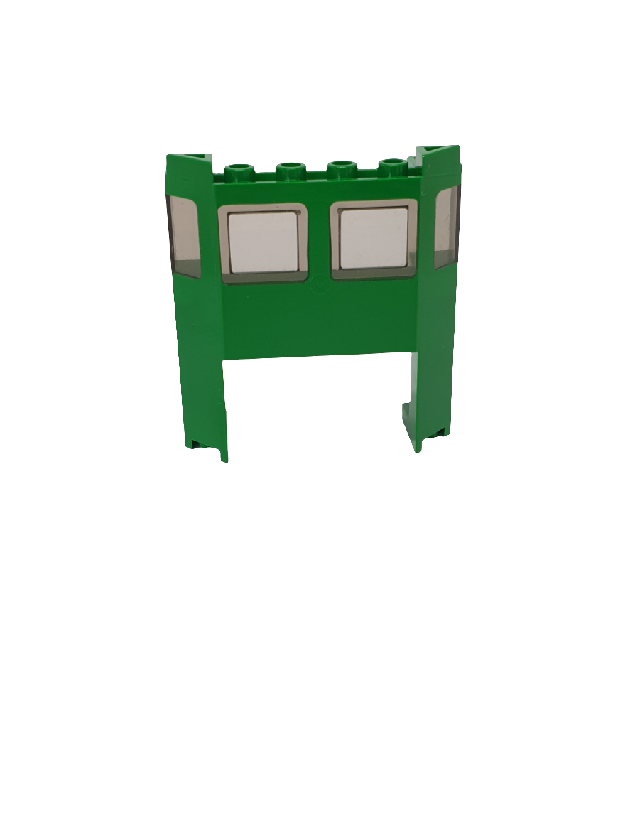 1x4x2 Zug Front, Ausgeschnitten mit transparent schwarzen Scheiben, grün