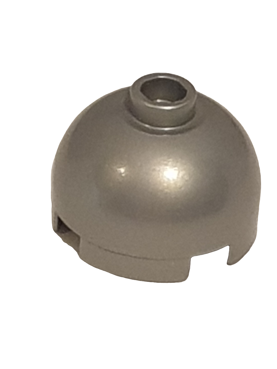 2x2 Rundstein Kuppel Oberteil mit hohler Noppe, mit Achshalter x flatsilver pearlsilber