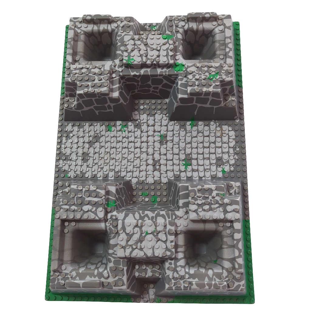 48x32x6 Grundplatte Bauplatte 3D Castle of Morcia grün und grau bedruckt neuhellgrau light bluish gray