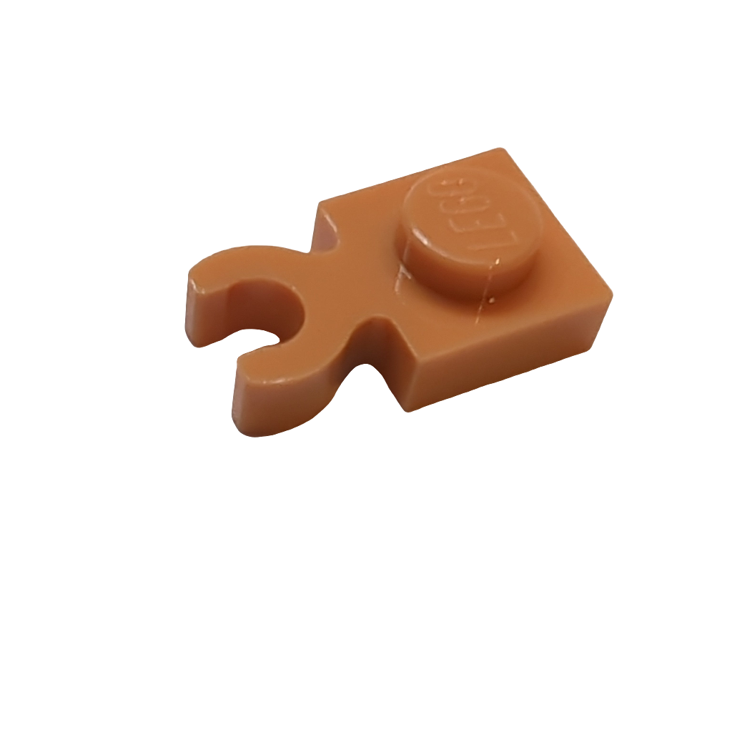 NEU Plate, Modified 1 x 1 with Open O Clip Thick (Vertical Grip) nougat (hautfarbe) nougat