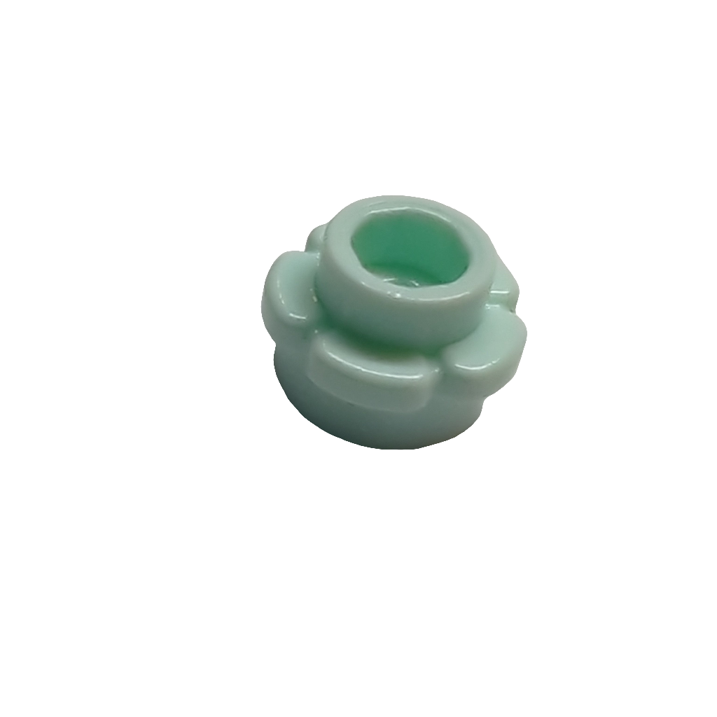 NEU Platte, rund 1 x 1 mit Blumenrand (5 Blütenblätter) hell aqua