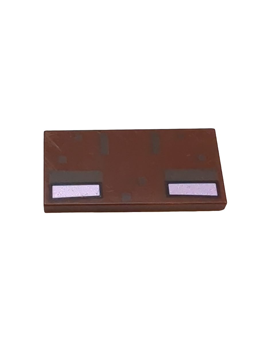 2x4 Fliese bedruckt mit Bright Pink Rectangles and Dark Brown Pixelated Pattern (Minecraft Jungle Abomination Eyes) neubraun