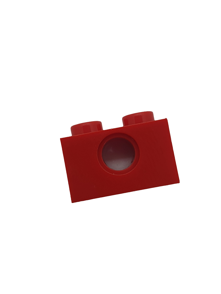 NEU Technik, Stein 1 x 2 mit Pinloch rot
