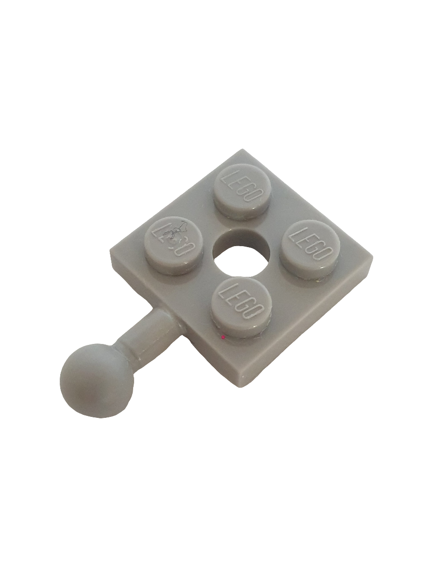 NEU Platte, modifiziert 2 x 2 mit Kugelkopf und Loch neuhellgrau