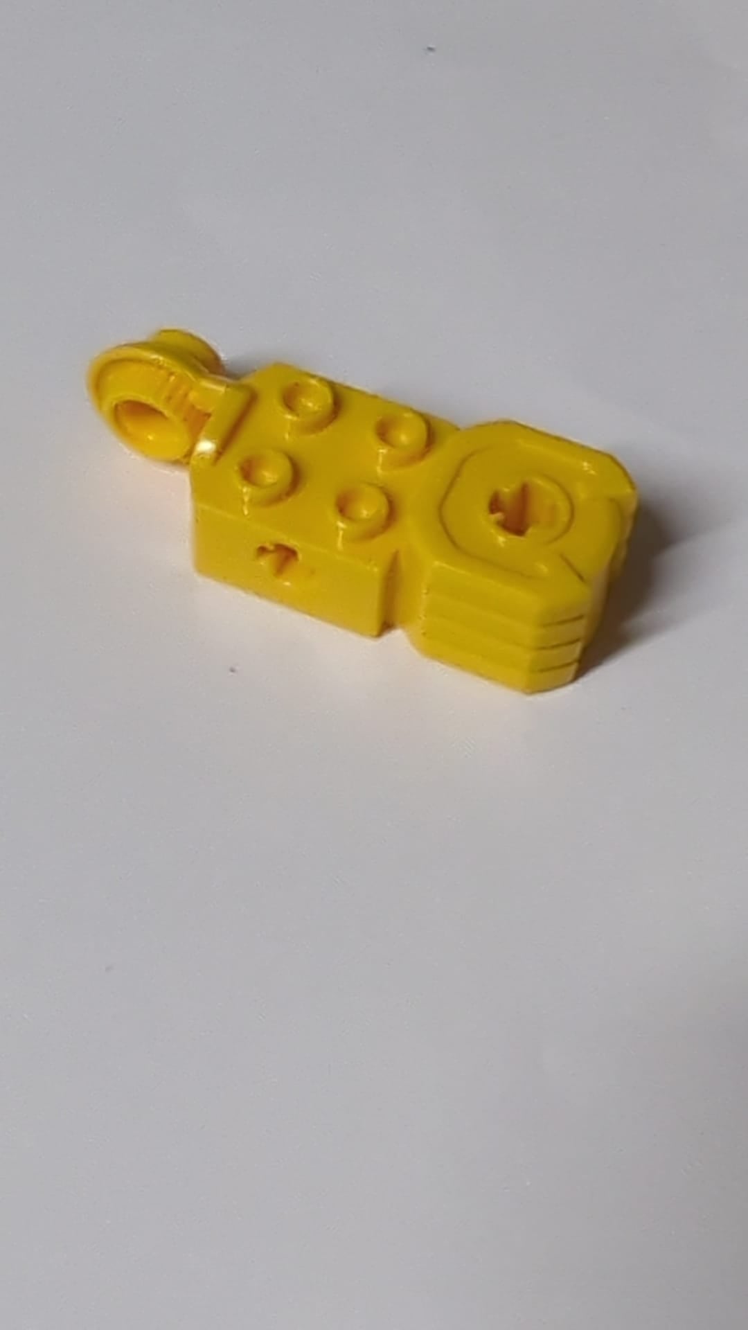 2x2 Technik Stein modifiziert mit Achsloch, Rotation Joint Ball Half (Vertical Side), Vertical Axle Hole End (Fist), hellorange