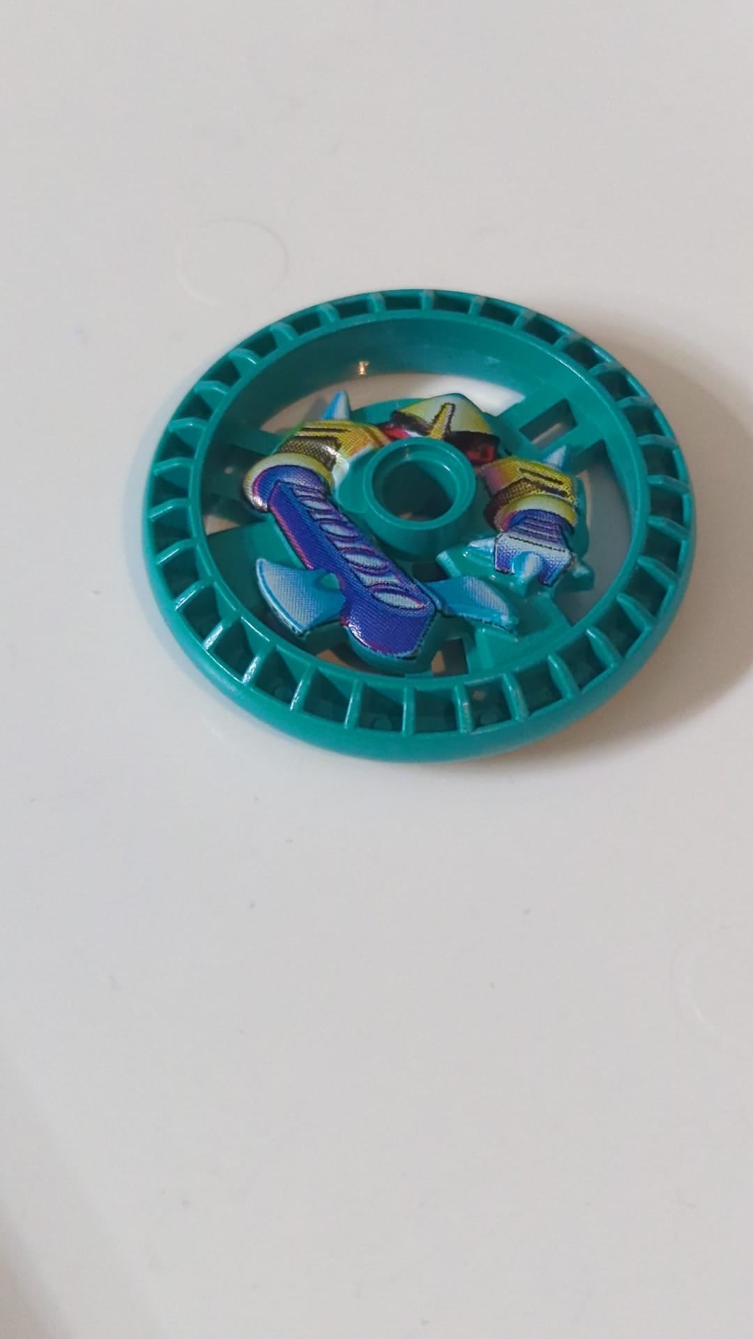 5x5 Technik Disk RoboRider-Talisman-Rad, Axer-Form mit Robotermuster türkis