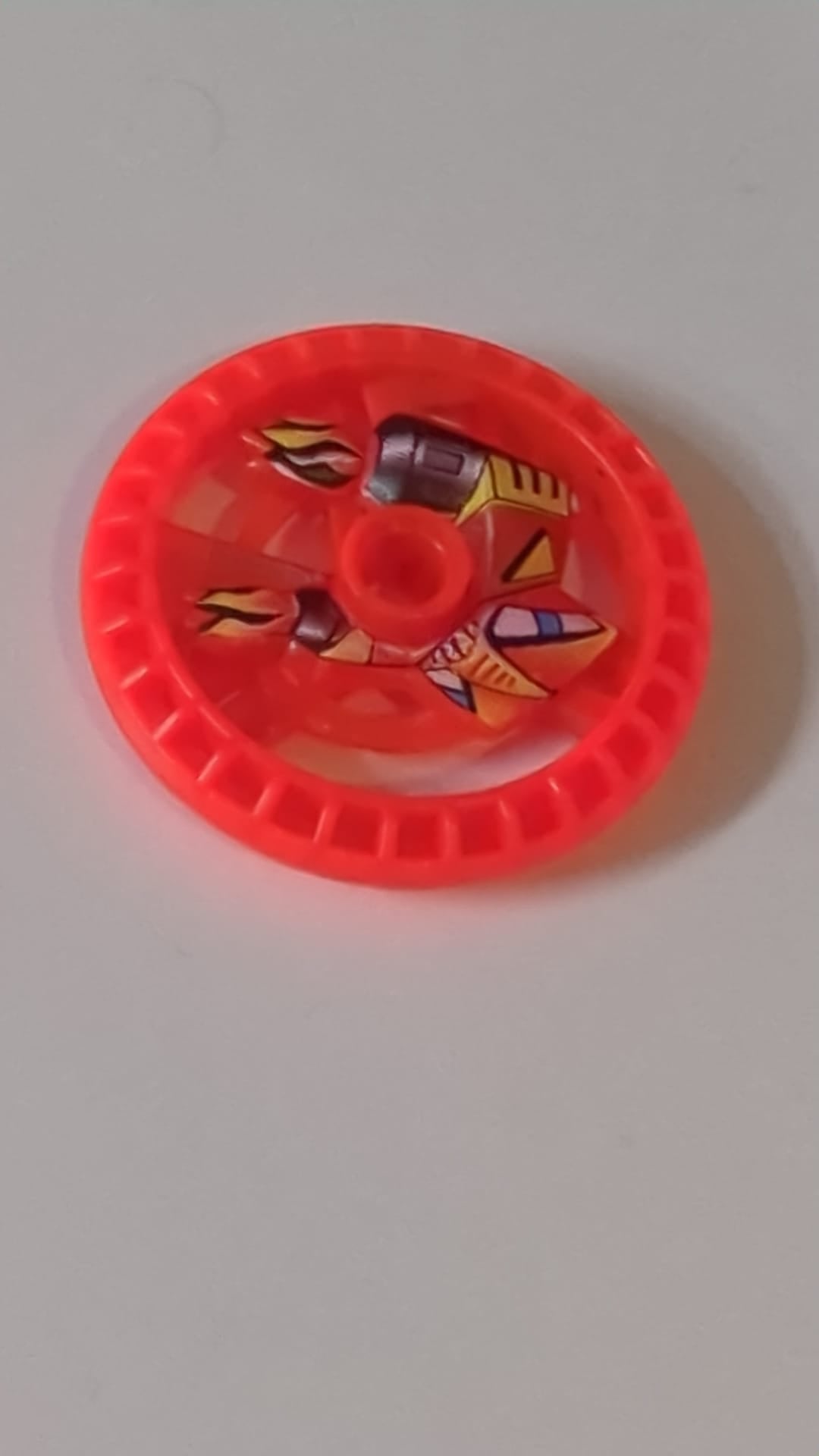 5x5 Technik Scheibe – RoboRider-Talisman-Rad, Flammenform mit Robotermuster transparent neonorange