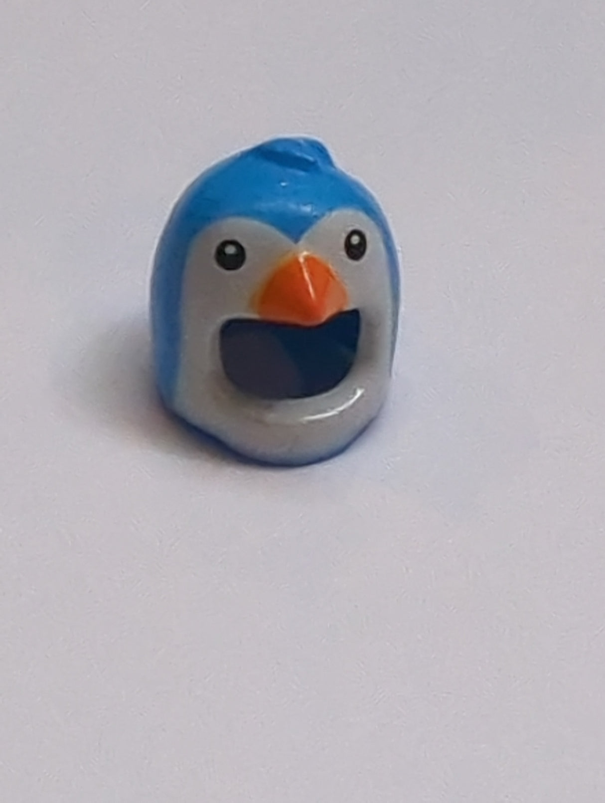 NEU Minifigur, Kopfbekleidung, Kostüm Vogel mit weißem Pinguin-Gesicht und orangefarbenem Schnabelmuster dunkelazur