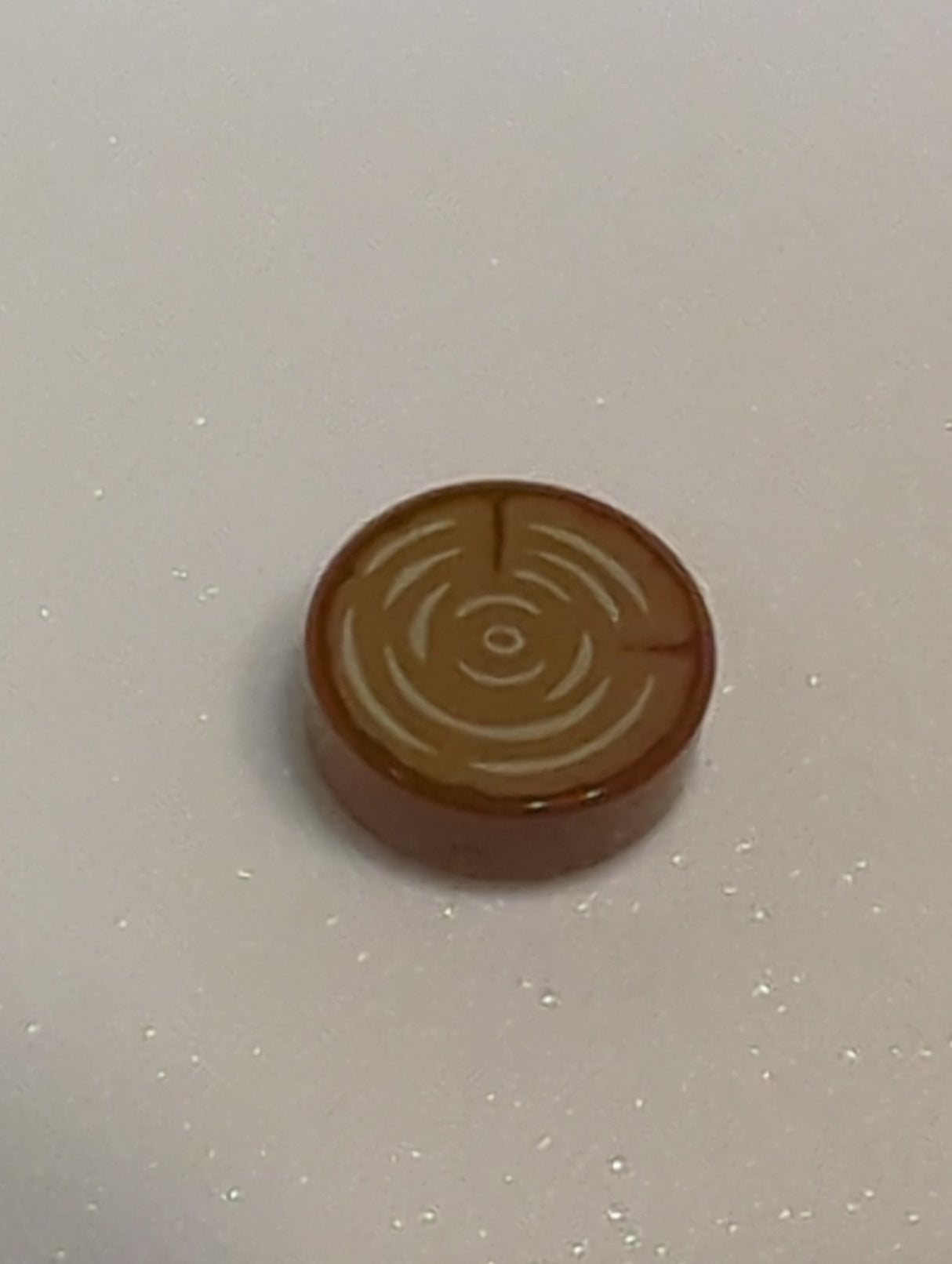 NEU Tile, Round 1 x 1 with Tree Stump / Wood Log Grain Pattern neubraun reddish brown