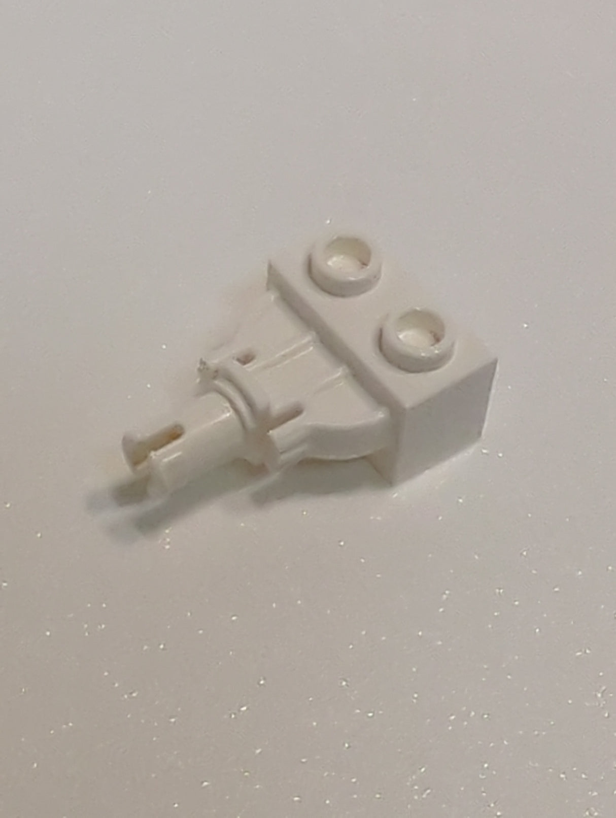 NEU Technik, Stein modifiziert 1 x 2 mit Drehgelenkstift weiß