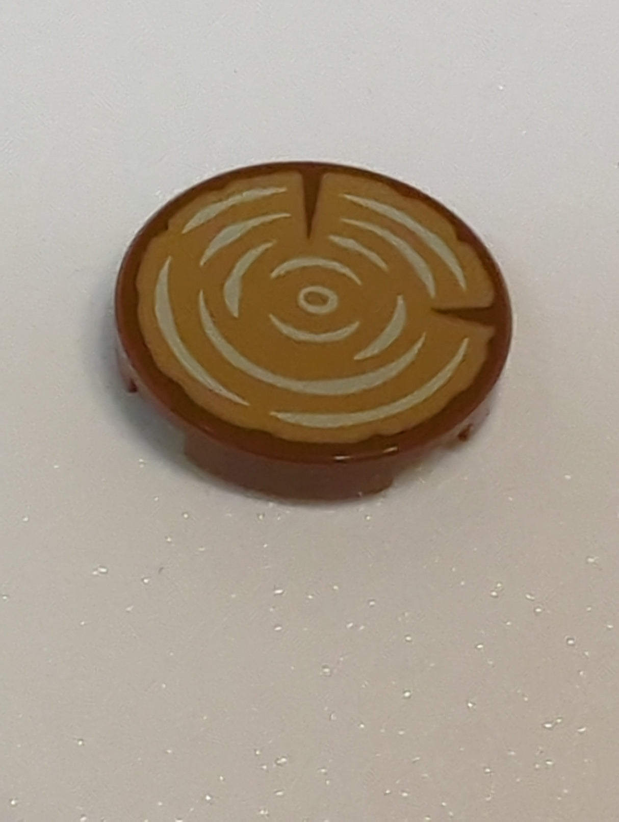 NEU Fliese, rund 2x2 mit unterem Noppenhalter, mit Baumstumpf-/Holzmaserungs-Muster bedruckt, neubraun