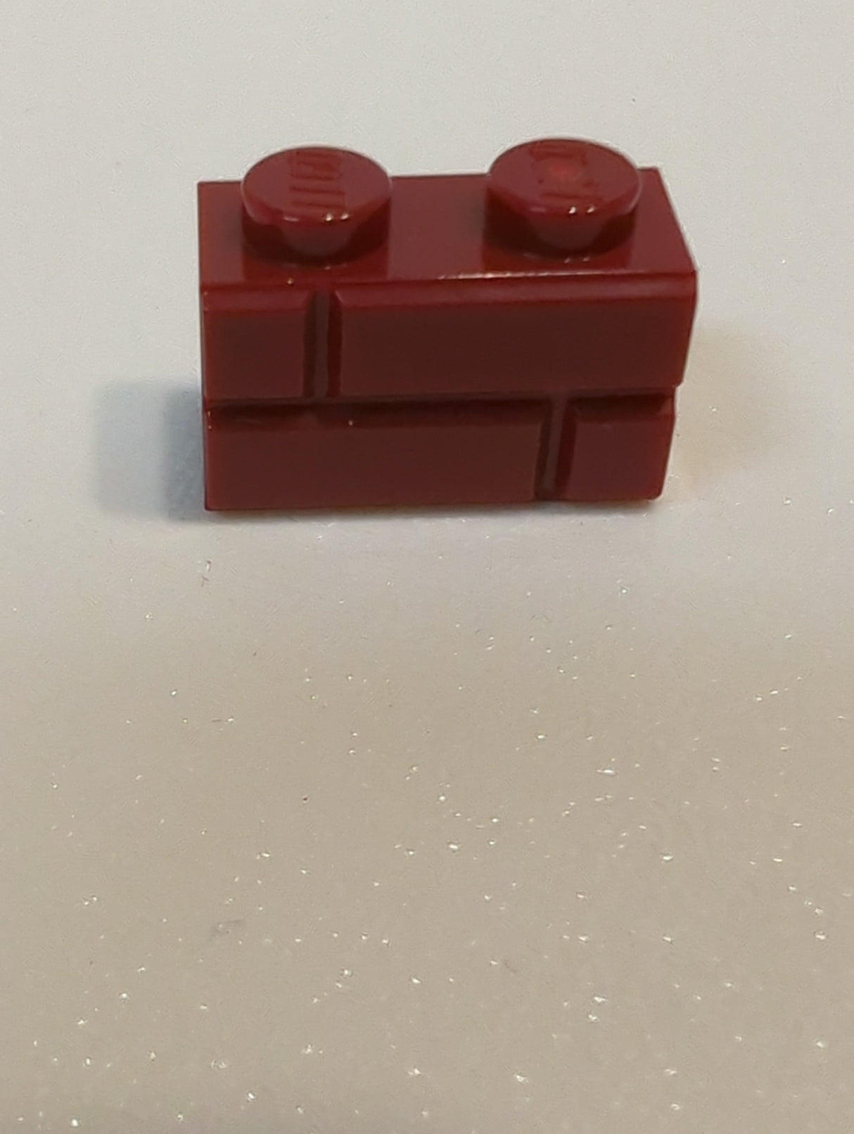 NEU Stein, modifiziert 1 x 2 mit Mauerprofil dunkelrot