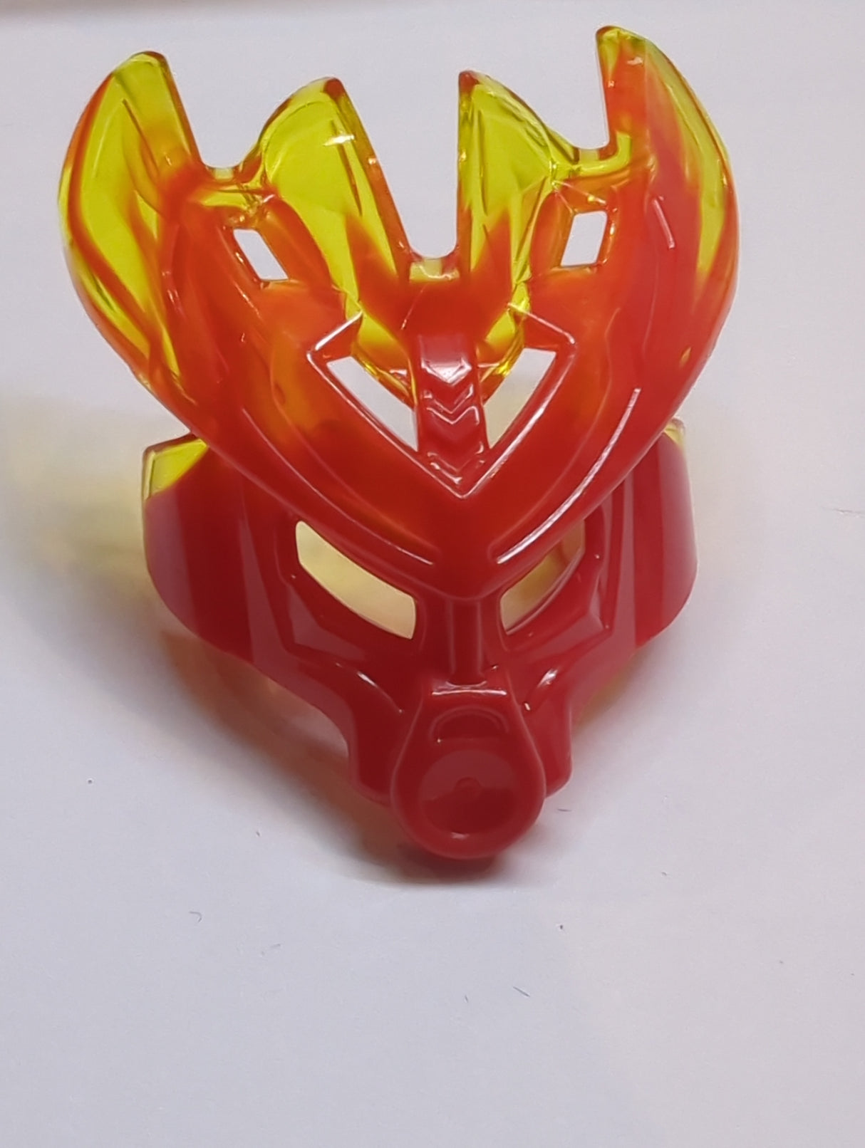 Hero Factory Maske Protektor bedruckt mit Marbled Trans-Neon Green Pattern (Protector Mask of Fire) dunkelorange