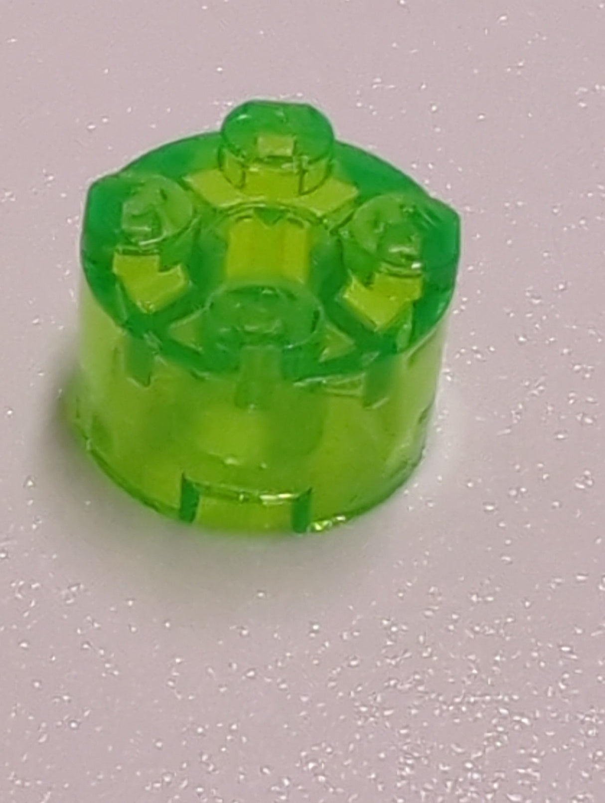 NEU Rundstein 2 x 2 mit Achsloch transparent mediumgrün