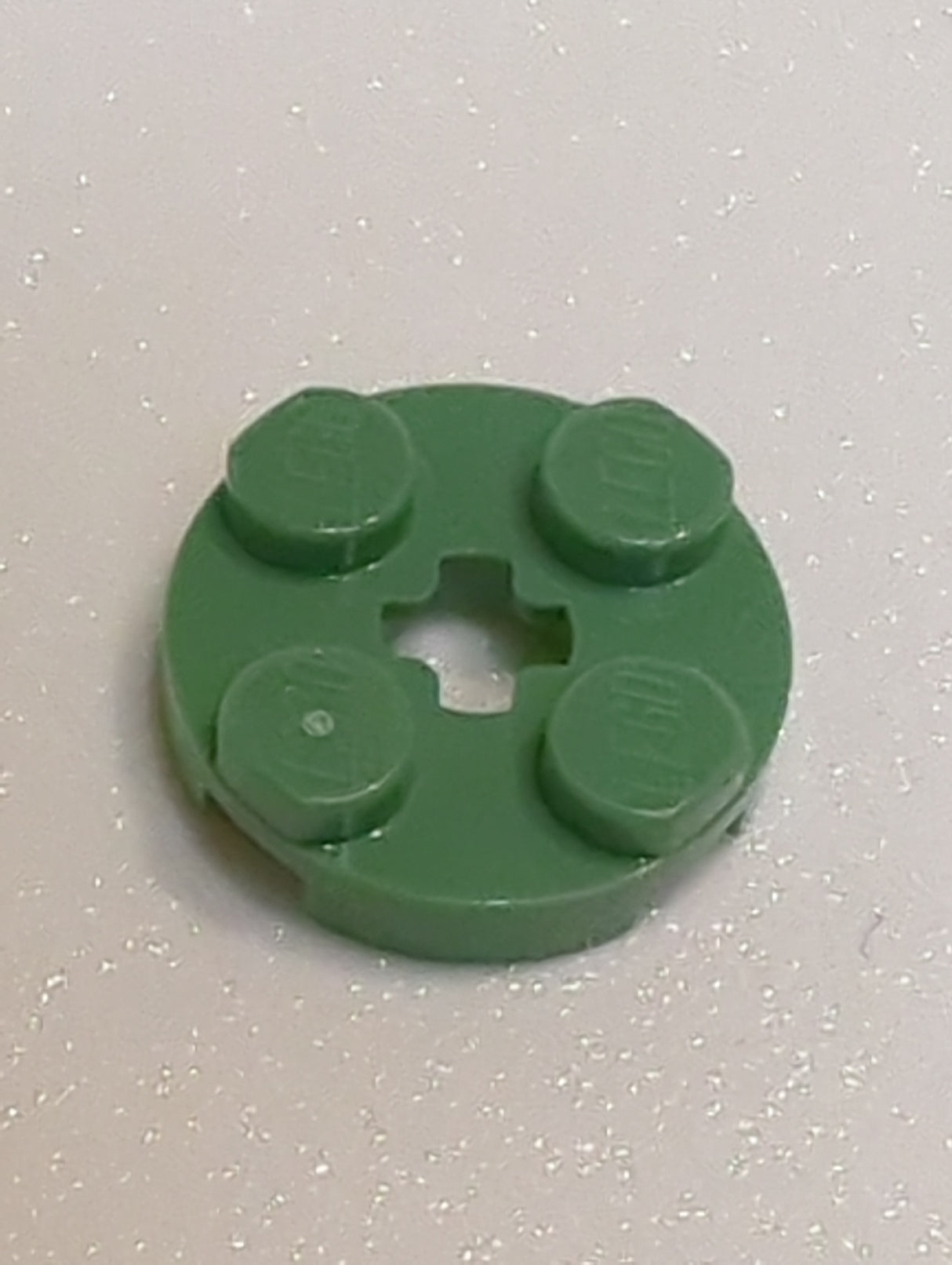 NEU Platte, rund 2 x 2 mit Achsloch sandgrün