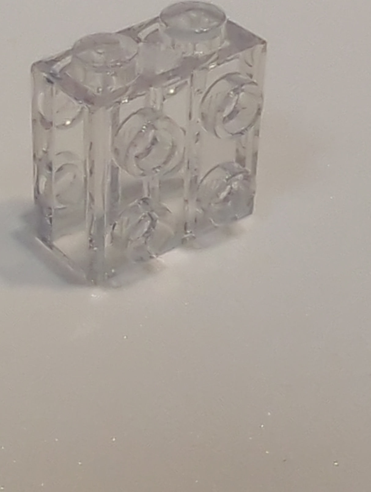 NEU Stein modifiziert 1 x 2 x 1 2/3 mit Noppen auf den Seiten transparent weiß