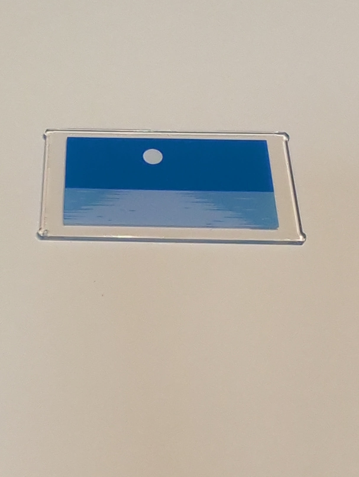 NEU Glas für Fenster 1 x 4 x 6 mit blauem Himmel, weißem Mond, hellblauem Licht und mittelblauem Ozean-/Meereswasser-Muster transparent weiß