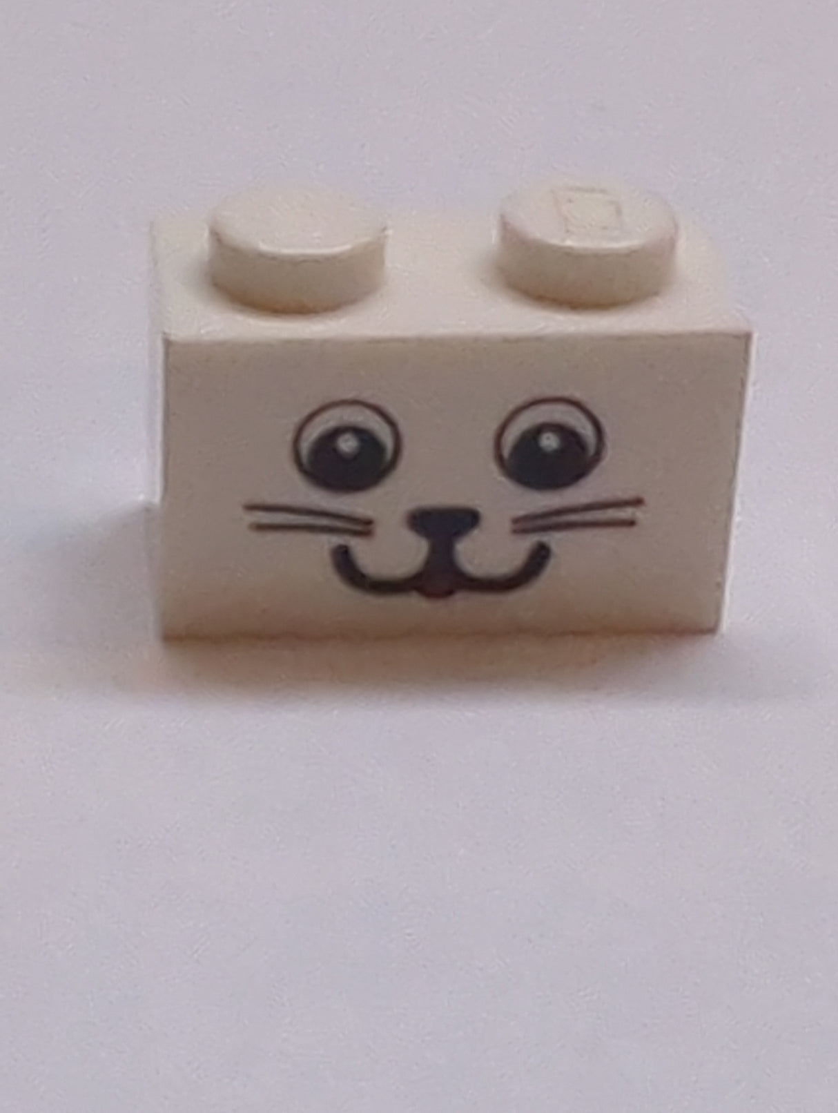 1x2 Stein bedruckt mit Cat Face Pattern weiß