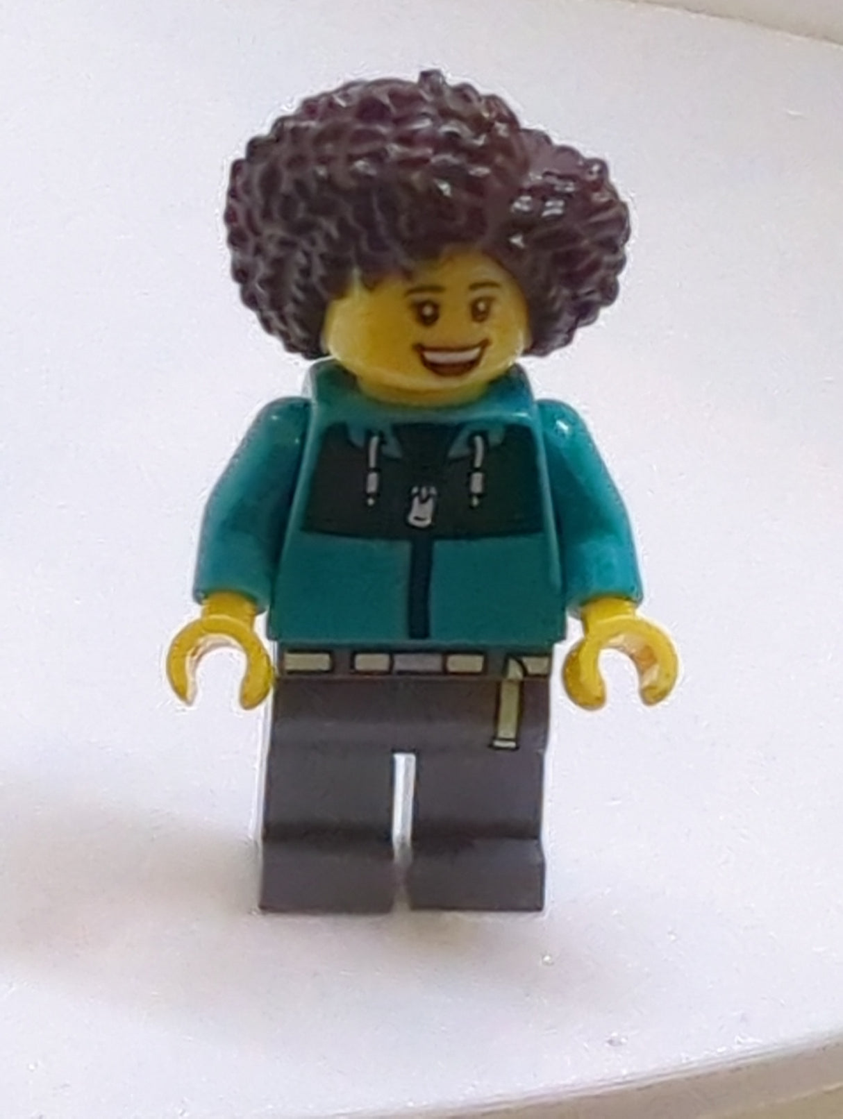 NEU City Minifigur Bus Passagier - weiblich, türkise Jacke, neudunkelblaue Beine, dunkelbraune Haare cty1771