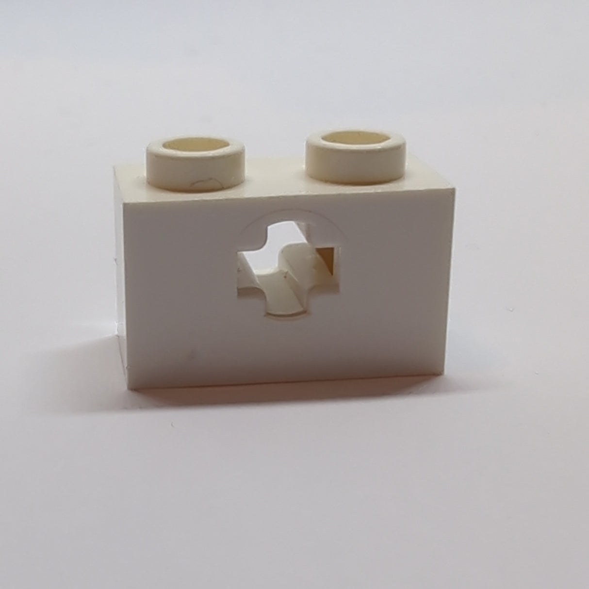 1x2 Technik Stein mit Achsenloch ( + Öffnung, Side Supports) weiß white