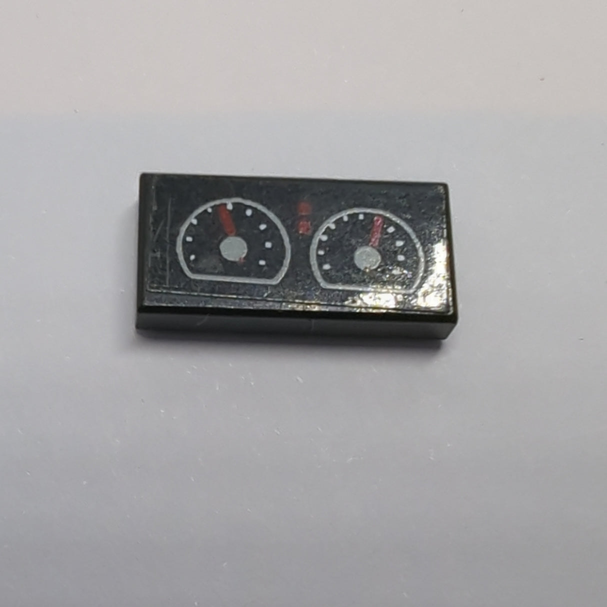 1x2 Fliese Sticker with Two White Gauges Pattern (Sticker) - Set 8210 schwarz black
