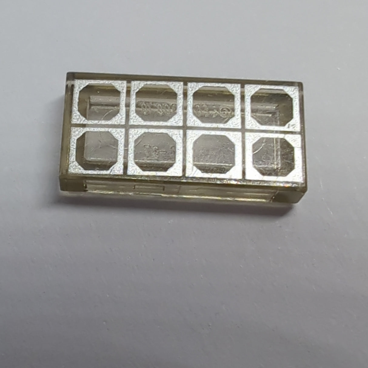 1x2 Fliese bedruckt with 8 Silver Octagon Outlines transparent schwarz trans black