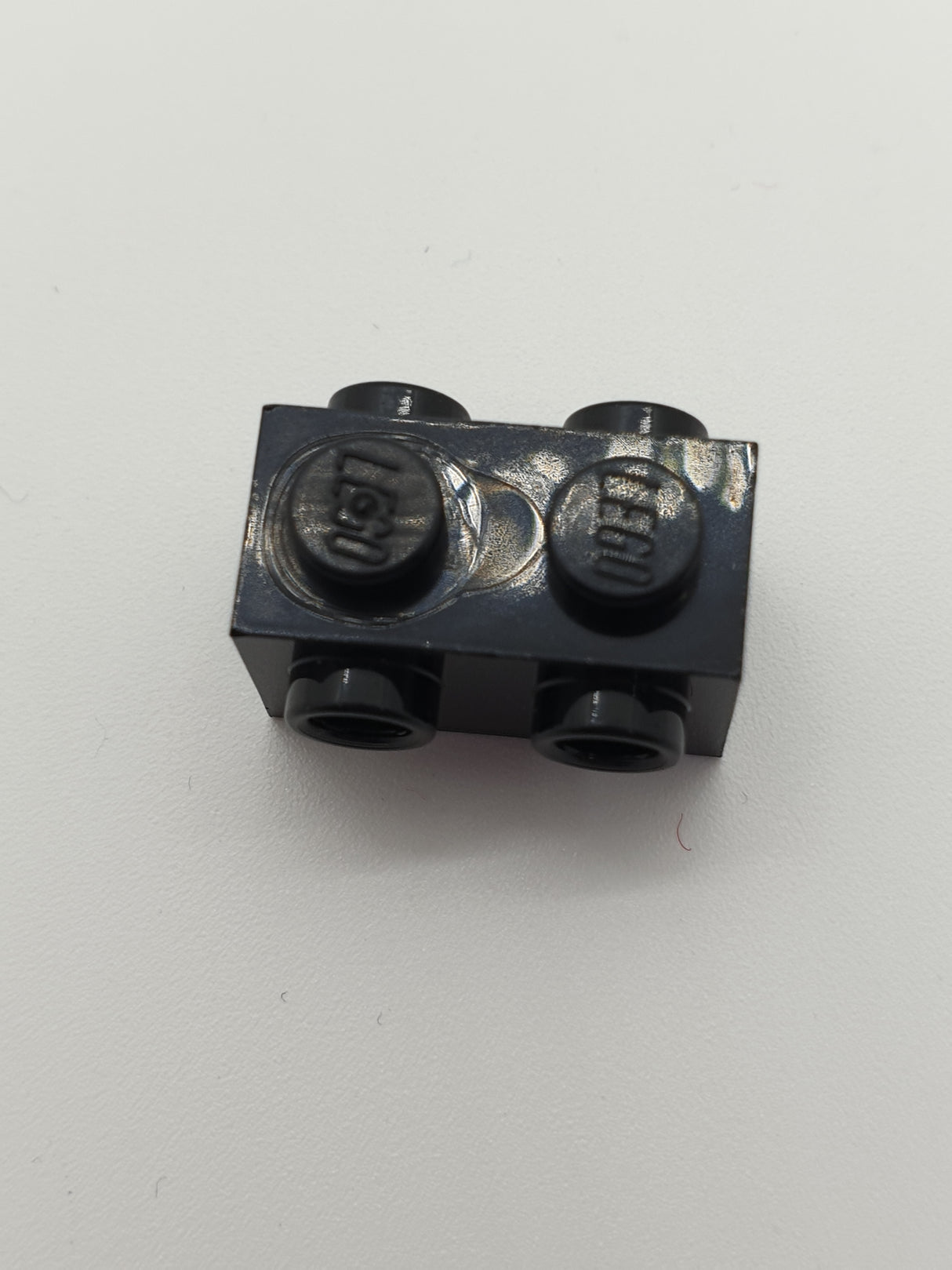 1x2x1 modifizierter Stein mit 2 Noppen an beiden Seiten schwarz black