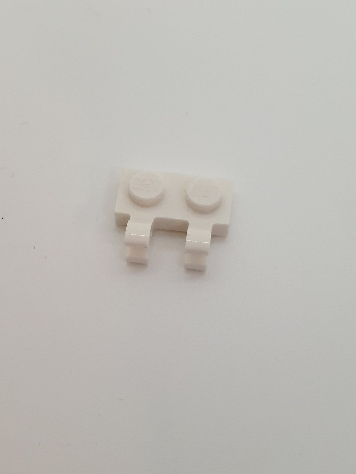 1x2 modifizierte Platte mit Clips U-Clips horizontal weiß white