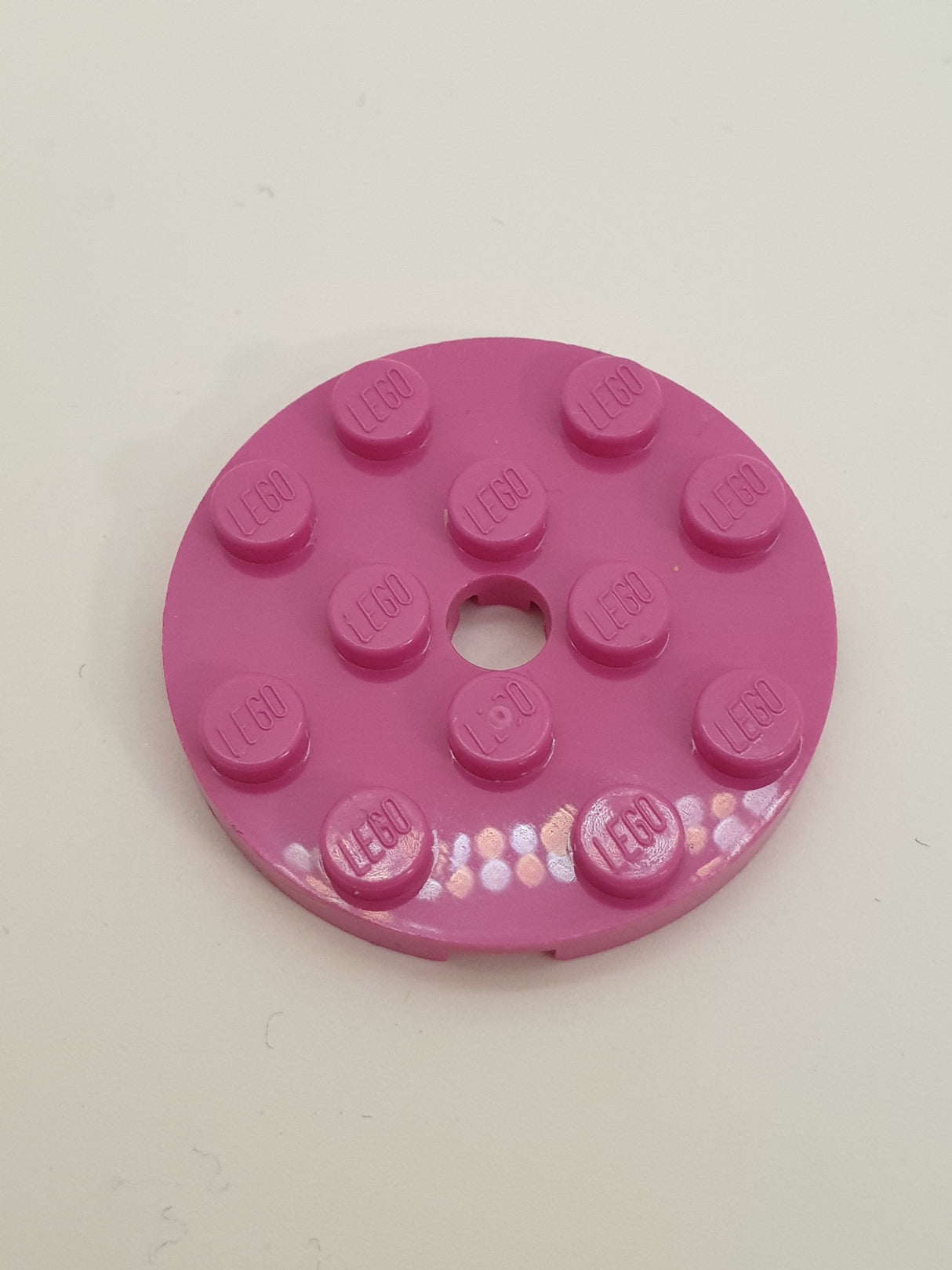 4x4 Rundplatte mit Loch knallpink