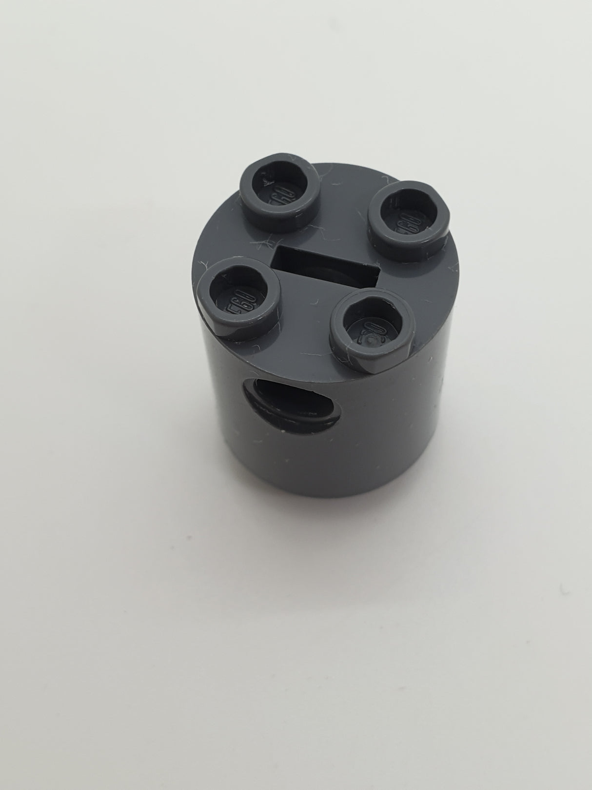 2x2x2 Roboter Körper (R2D2) Stein rund mit x im Boden (Achs-Halter) neudunkelgrau