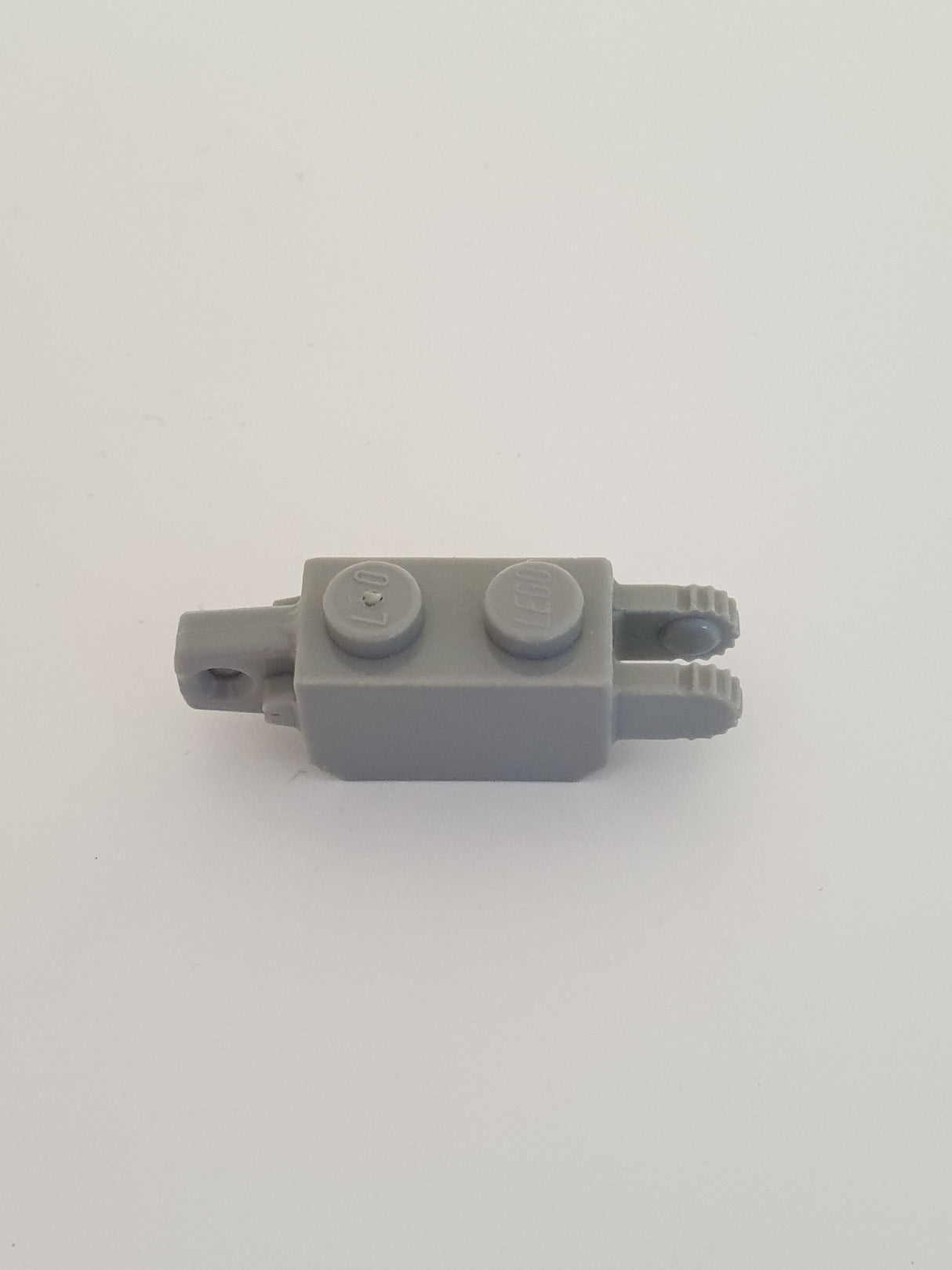 1x2 Scharnierstein Finger an beiden Enden mit 7/9 Zähnen althellgrau light gray