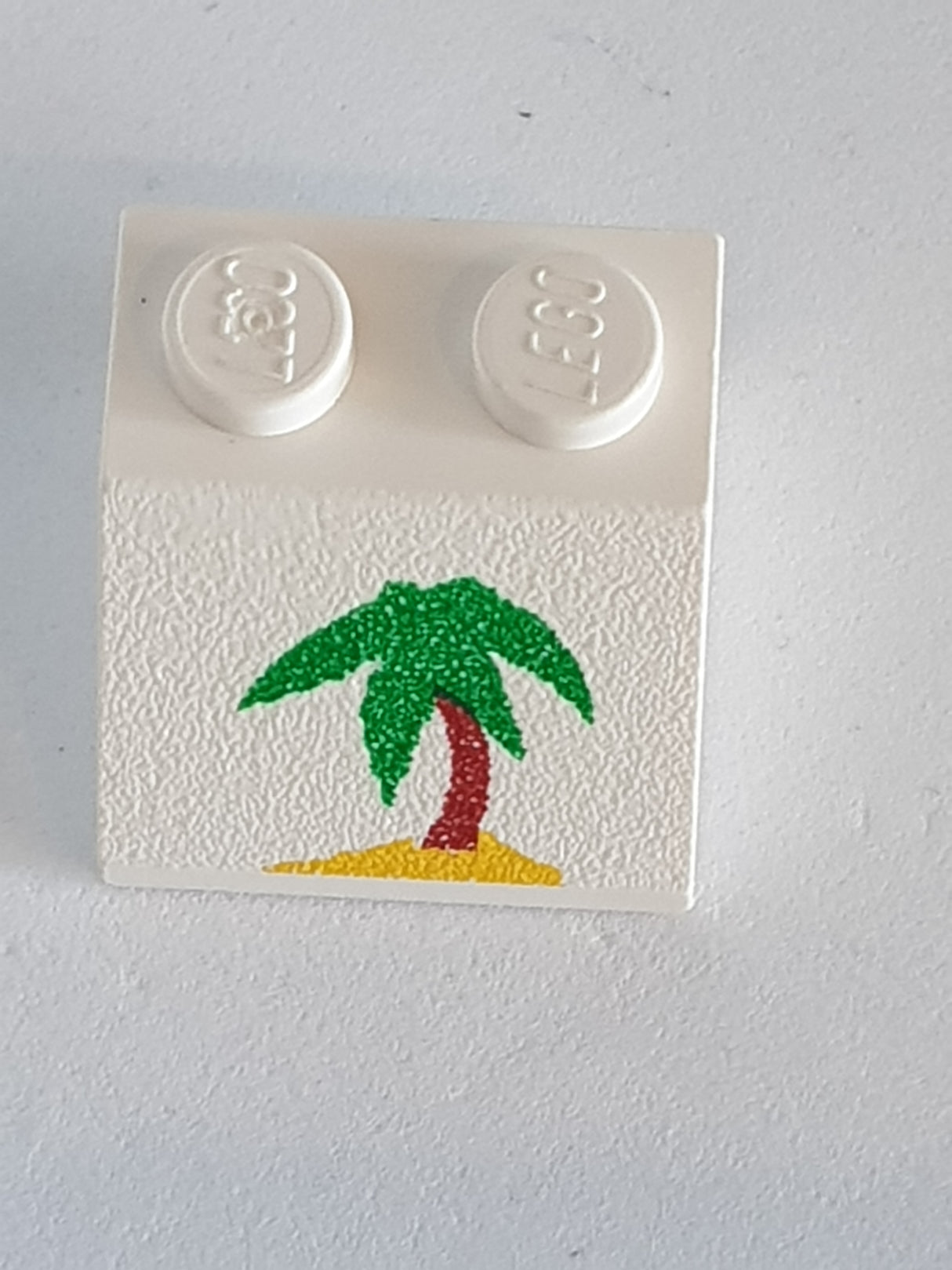 2x2 Schrägstein mit Palme bedruckt weiß white
