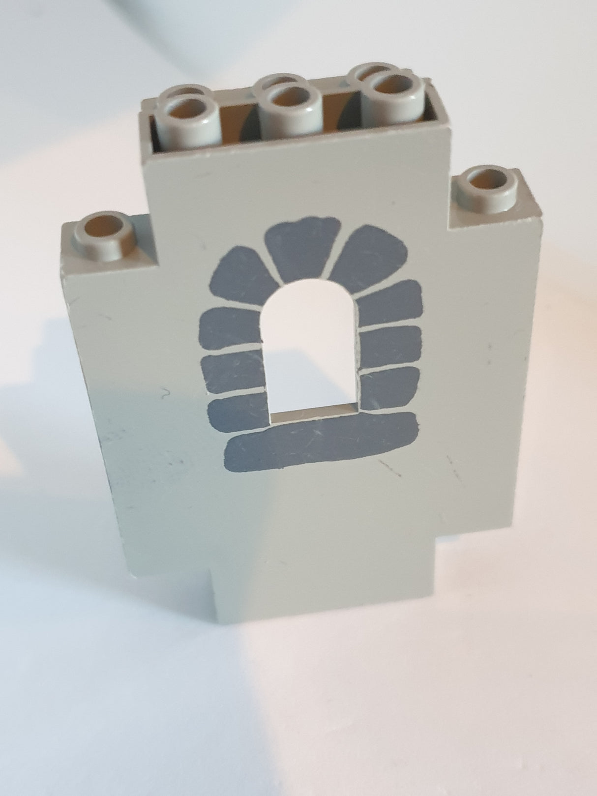 1x5x6 Burgteil Mauerteil mit Fenster bedruckt althellgrau light gray