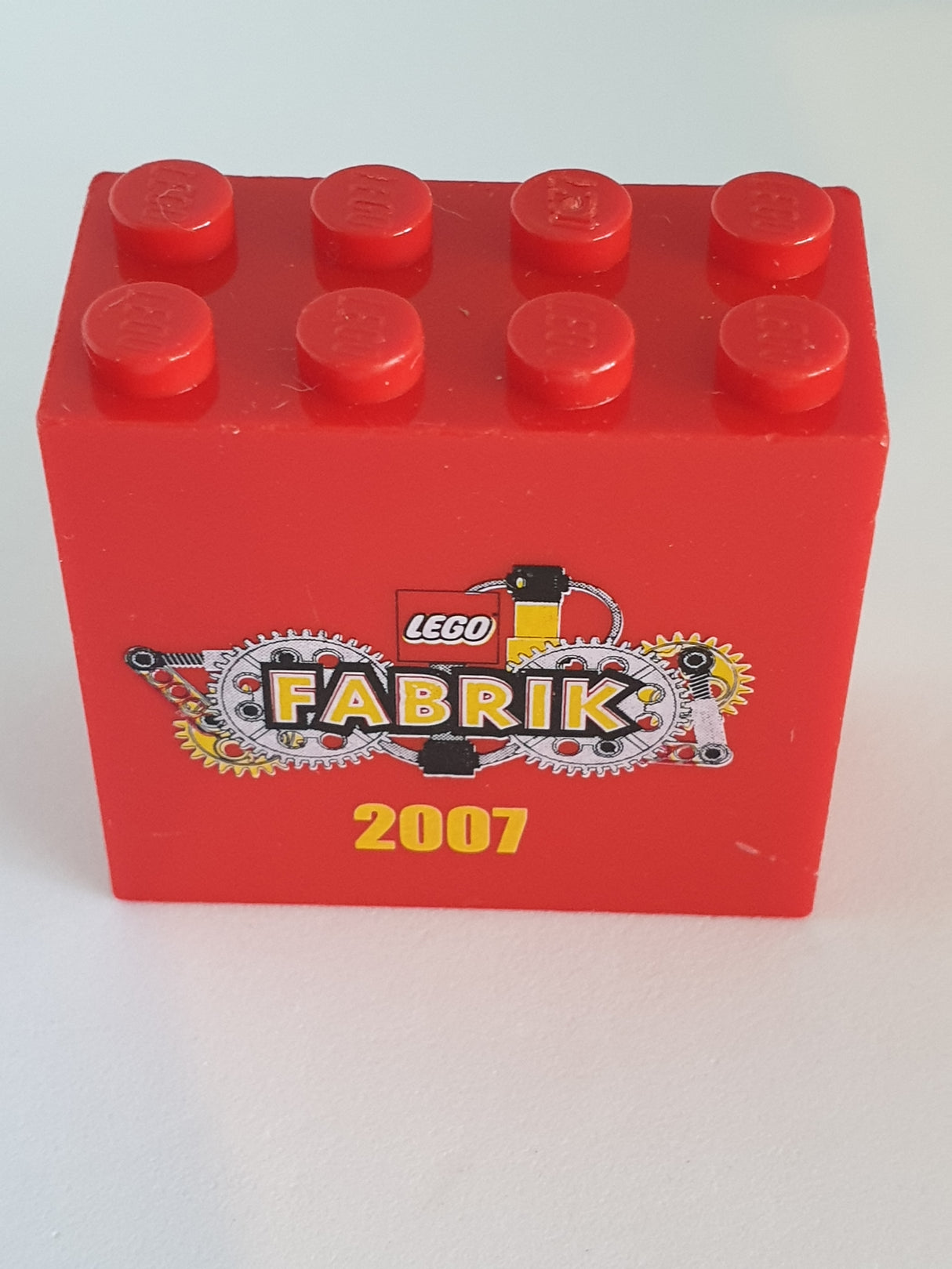 2x4x3 Stein bedruckt Lego Fabrik 2007 rot