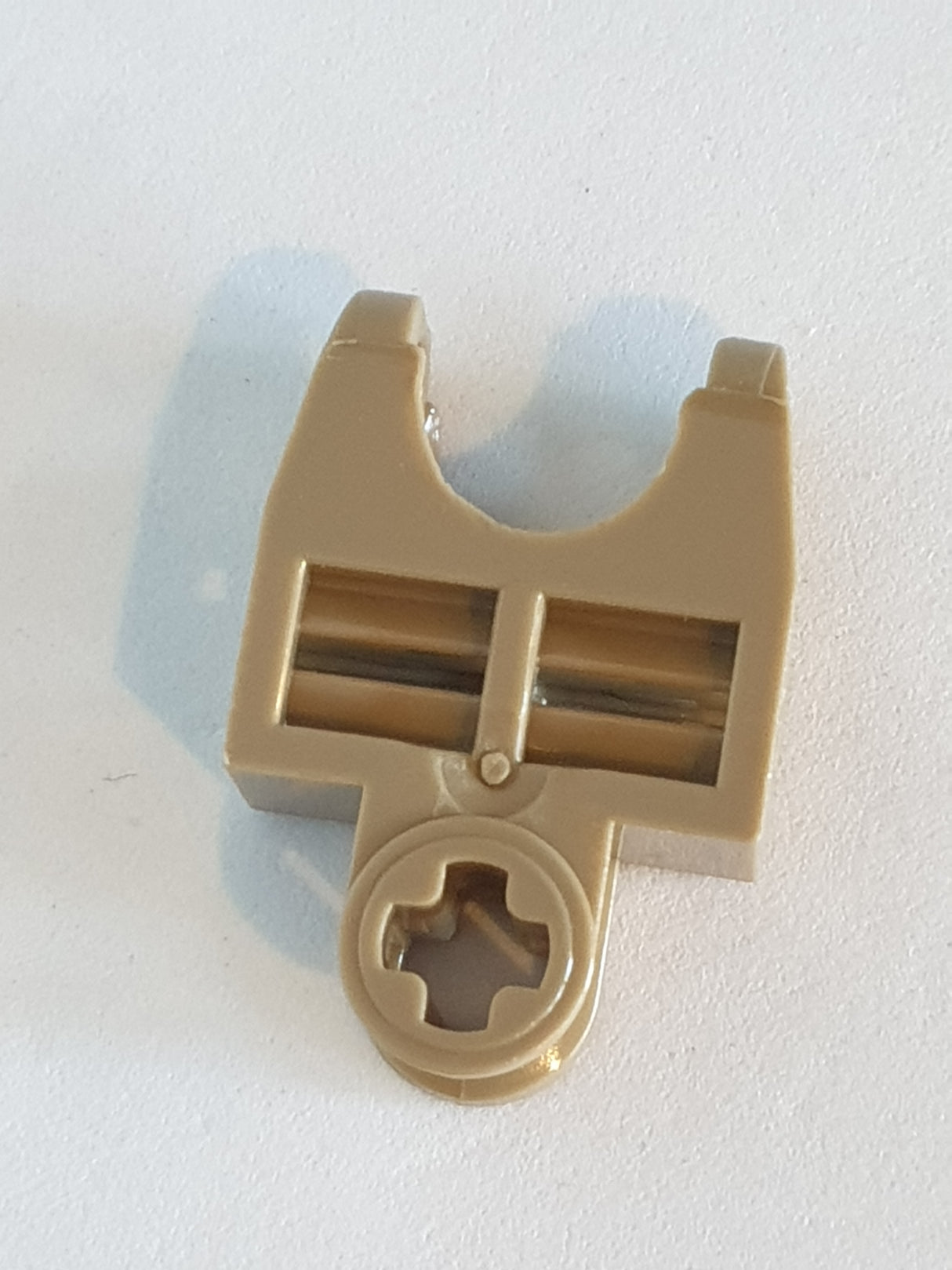 2x3 Technik Kugelgelenk mit Verbinder Open Sides, Angled Forks with Closed Axle Holes dunkelbeige