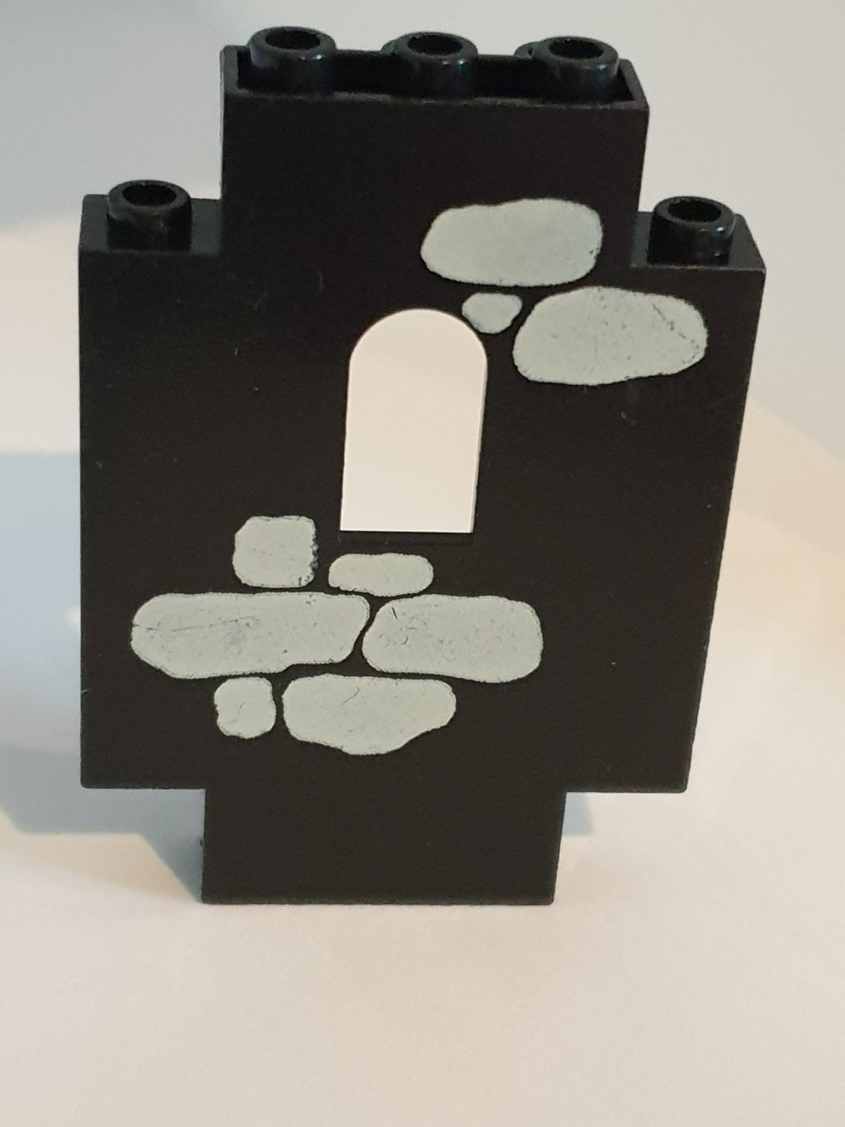 1x5x6 Burgteil Mauerteil mit Fenster bedruckt schwarz black