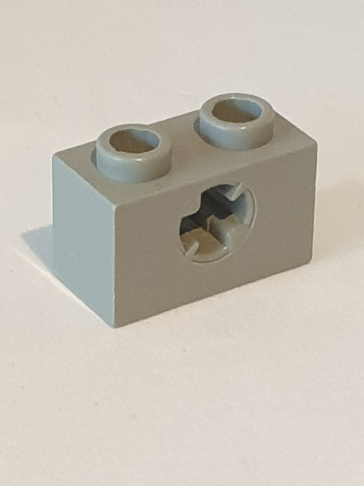 1x2 Technik Stein mit Achsenloch ( x Öffnung) althellgrau light gray