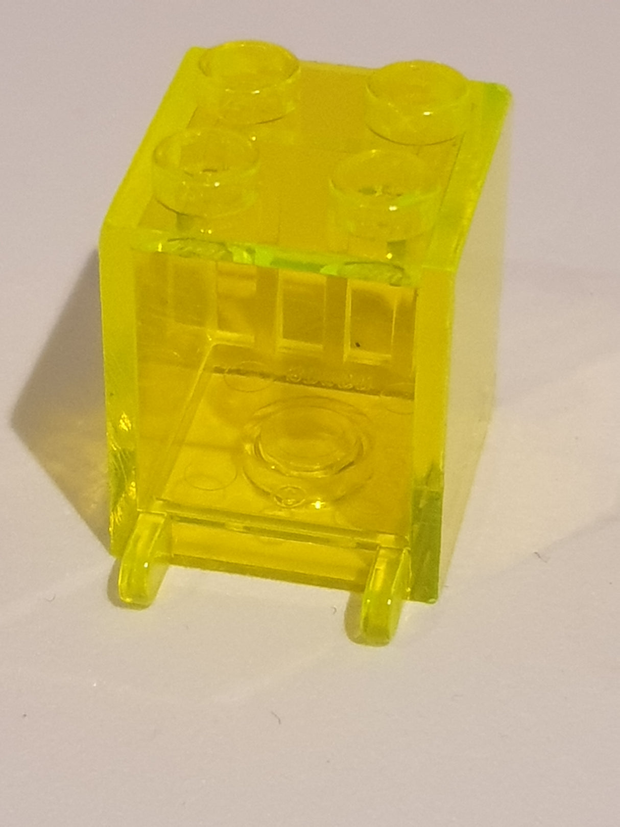 2x2x2 Behälter Briefkasten offene Noppen, transparent neongrün