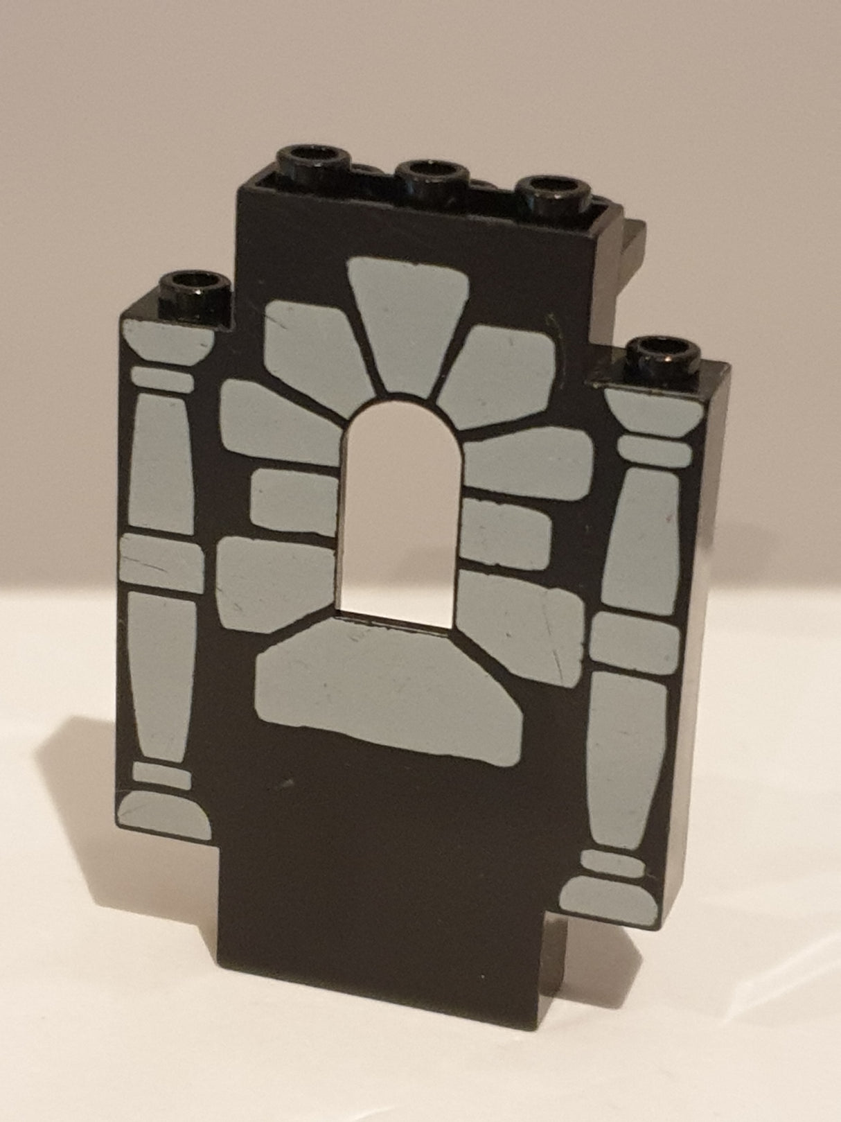 1x5x6 Burgteil Mauerteil mit Fenster bedruckt schwarz black
