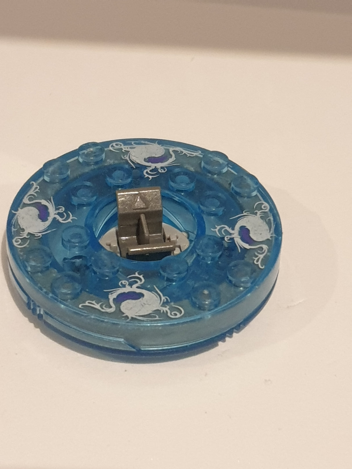 6x6 Ninjago Spinner drehbarer Rundstein bedruckt transparent medium blau