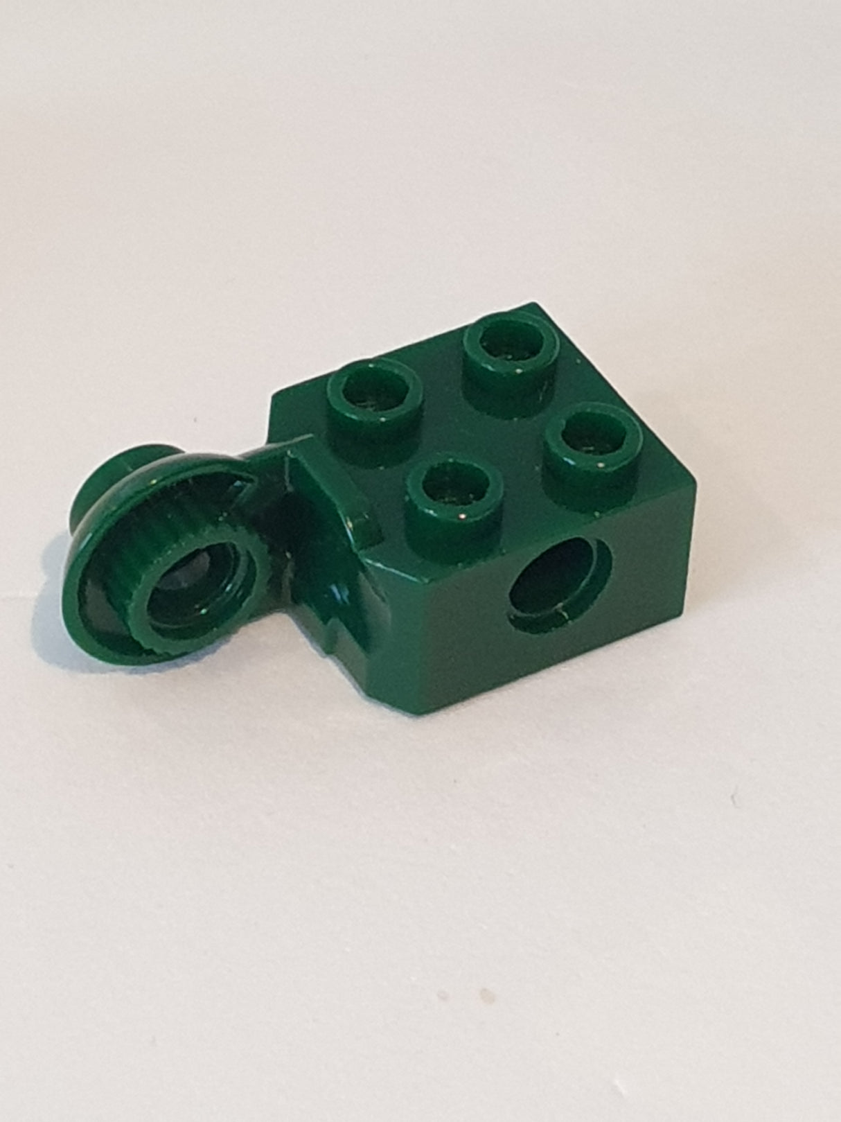 2x2 Technik Stein mit Pinloch und Rotations-Gelenk vertikal dunkelgrün