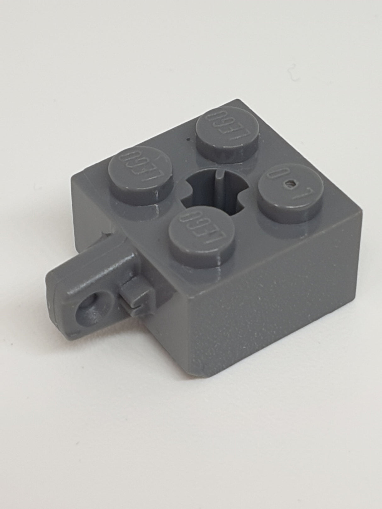 2x2 Scharnierstein mit 1 Fingern Kreuzloch x Achsloch neudunkelgrau