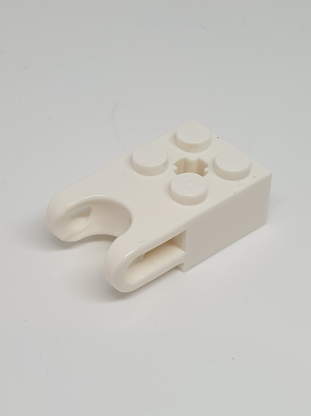 2x2 Technikstein mit Achsloch und Kugelhalter weiß white