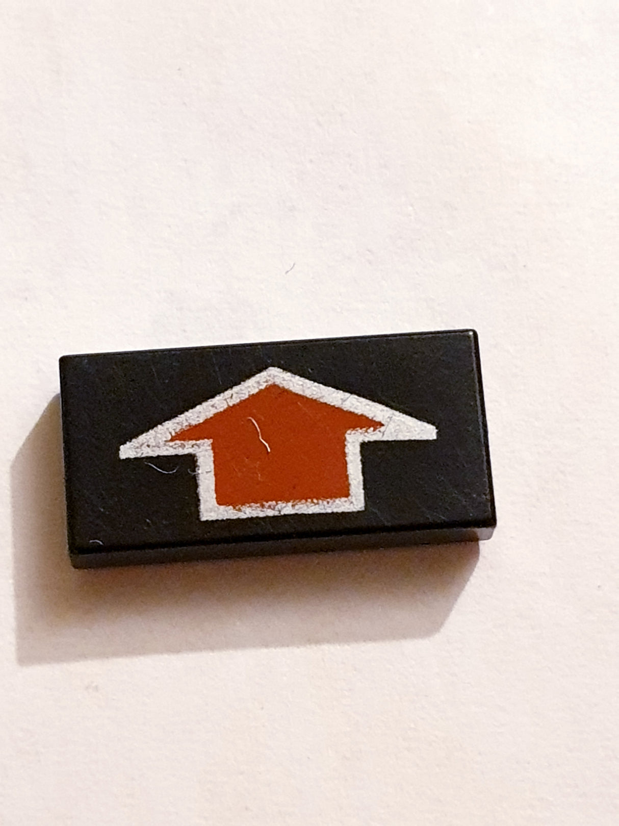 1x2 Fliese bedruckt with Arrow Short Red with Silver Border Pattern schwarz black