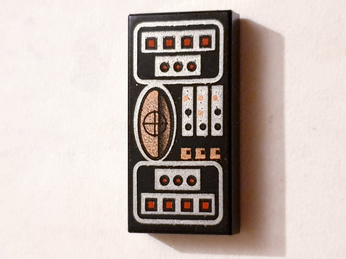 1x2 Fliese bedruckt with Avionics SW Copper, Red & Silver Pattern