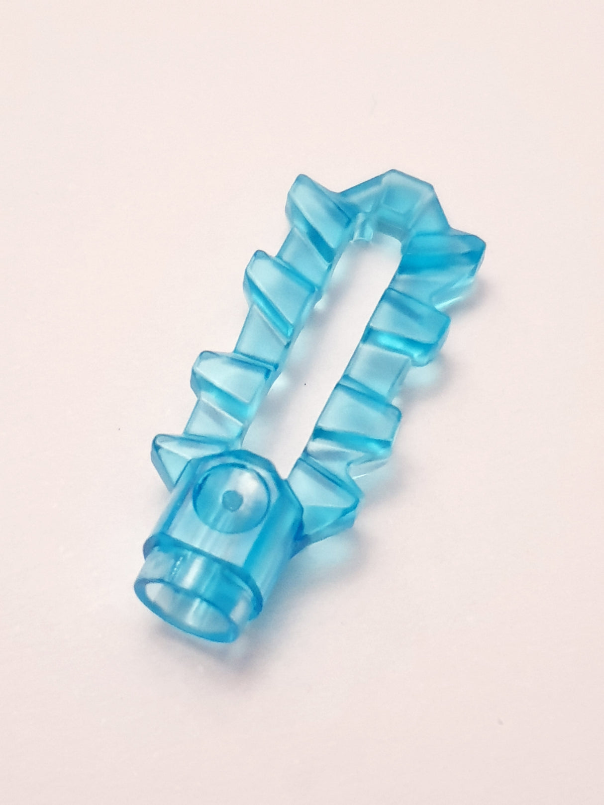 Minifig, Waffe Schwert mit Doppelklinge gezackt, transparent azur